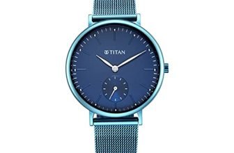 Titan Slimline Blue Dial Analog Stainless Steel Strap Watch For Women-Ns95142Qm01