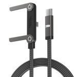 MARSJONE USB C to USB C 240W Fast Charging Cable with Foldable Mobile Stand Holder, Braided Type C PD Cord 4.9 Ft Length for Gaming Desk Office Travel and Home Charging