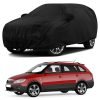 Sulfar 100% Water Resistant Car Body Cover Compatible with Mirror & Antenna Pockets for Skoda Fabia Scout (Triple Stitched, Full Bottom Elastic, Black)