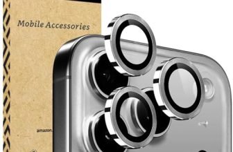 amazon basics Camera Glass Lens Protector Ring for iPhone 17 Pro Case Friendly with Edge to Edge Coverage and Easy Installation (Gray)