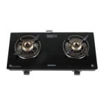 Havells GEOSLIM Gas stove |2 Heavy Duty Forged Brass Burner|6 mm Toughened Glass|Premium Valves|Removable Drip Tray|Soft Touch Knobs|5 year Warranty on Burners, Glass & Valves by Havells (Black)