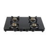 Havells Geoslim Jumbo Stove |4 Heavy Duty Forged Brass Burner|6 Mm Toughened Glass|Premium Valves|Removable Drip Tray|Soft Touch Knobs|5 Year Warranty On Burners, Glass & Valves By Havells (Black)