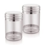 Attro Nexon Stainless Steel See Through Airtight Containers For Masala Box, Dry Fruit Jars, Kitchen Container, Storage Box, 1200 Ml – Set Of 2, Silver