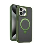 amazon basics Elite Series Frosted Finish Case with Back Stand for iPhone 15 Pro Max (Frosted Green)