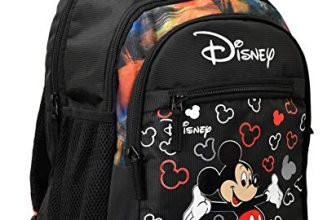 Kuber Industries Disney Mickey Mouse Print School Bag/Backpack|Solid Disney Print & Waterproof Polyester Material|2 Comparment with 2 Front Pockets|Size 28 x 17 x 36 CM (Black)