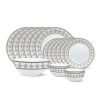 Larah by Borosil Syrah Kohinoor Series Opalware Dinner Set | 19 Pcs for Family of 6 | Microwave & Dishwasher Safe | Bone-Ash Free | Crockery Set for Dining & Gifting | Plates & Bowls | White