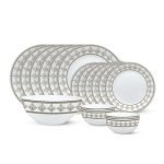 Larah by Borosil Syrah Kohinoor Series Opalware Dinner Set | 19 Pcs for Family of 6 | Microwave & Dishwasher Safe | Bone-Ash Free | Crockery Set for Dining & Gifting | Plates & Bowls | White