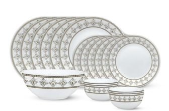 Larah by Borosil Syrah Kohinoor Series Opalware Dinner Set | 19 Pcs for Family of 6 | Microwave & Dishwasher Safe | Bone-Ash Free | Crockery Set for Dining & Gifting | Plates & Bowls | White