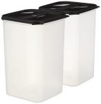 Amazon Brand – Solimo Antimicrobial Square Modular Plastic Storage Container (7.5 L Each) | Stackable | BPA-Free | Multipurpose Use for Snacks, Spices, & More (Set of 2) (Black)