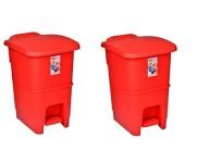 Aristo Plastic Biomedical Waste dustbin with Step-On Pedal 12 LTR Red & Red PACK OF 2