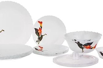 Larah by Borosil Stargazer Fluted Series Opalware Dinner Set | 28 Pieces for Family of 6 | Microwave & Dishwasher Safe | Bone-Ash Free | Crockery Set for Dining & Gifting | Plates & Bowls | White