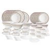 Larah by Borosil Elega Fluted Series Opalware Dinner Set | 66 Pieces for Family of 6 | Microwave & Dishwasher Safe | Bone-Ash Free | Crockery Set for Dining & Gifting | Plates & Bowls | White