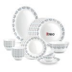 Treo by Milton Opalware Aurelia Lavelle Dinner Set of 27 | Serving for 6 | Microwave & Dishwasher Safe | Bone-Ash Free | Tempered Toughness | Plates & Bowls | Crockery Set for Dining & Gifting