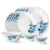 Larah by Borosil Pansy Fluted Series Opalware Dinner Set | 13 Pieces for Family of 4 | Microwave & Dishwasher Safe | Bone-Ash Free | Crockery Set for Dining & Gifting | Plates & Bowls | White
