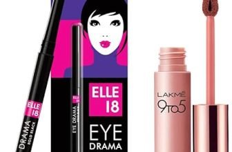 Lakmé 9 To 5 Weightless Mousse Lip & Cheek Color & Elle 18 Eye Drama Bold Black Matte Kajal Pencil 0.35 G