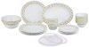 Larah By Borosil Ora Gold Fluted Series Opalware Dinner Set | 36 Pieces For Family Of 8 | Microwave & Dishwasher Safe | Bone-Ash Free | Crockery Set For Dining & Gifting | Plates & Bowls | White