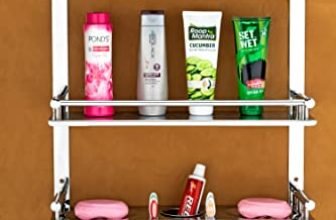 Oslen Stainless Steel 3 Layer Multipurpose Use Shelf Organizer Bathroom Shelf and Rack with Double Soap Dish and Toothbrush Holder Soap Holder Bathroom Accessories (16 x 5 x 19 inch)
