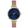 Timex Analog Watch For Women With Blue Round Dial & Rose Gold Stainless Steel Bracelet Band Water Resistant Women’S Wrist Watches – Twel155Smu07