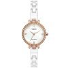 TIMEX Analog Watch for Women with Mother of Pearl White Round Dial & White Ceramic Bracelet Band Water Resistant Women’s Wrist Watches – TWEL15700