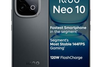 iQOO Neo 10 (Asphalt Black, 8GB RAM, 256GB Storage) | Segment’s Fastest Processor* with Snapdragon 8s Gen 4 & Supercomputing chip Q1 | 120W FlashCharge | Segment’s Brightest AMOLED Display*