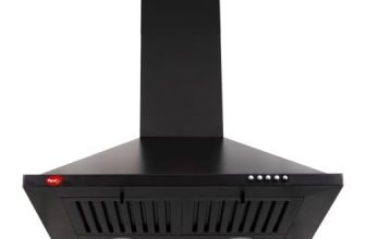 Pigeon 60 cm 1250 m3/hr Pyramid Kitchen Chimney with Elegant Look, Baffle Filter, Push Button, Efficient Dual LED Lamps (Black)