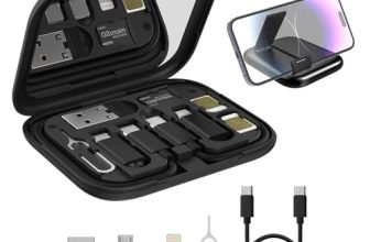 Portronics Snapcase 60W Multifunctional Fast Charging Data Cable Kit, Conversion Set USB A & Type C to Male Micro/Type C/Lightning,Data Transfer,Sim Storage,Sim Eject Pin,Pocket Mirror,Phone Holder