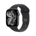 Apple Watch Series 11 GPS 46mm Jet Black Aluminium Case with Black Sport Band – M/L