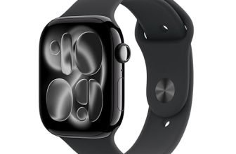 Apple Watch Series 11 GPS 46mm Jet Black Aluminium Case with Black Sport Band – M/L
