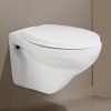 Hindware Classik Wall Hung Western Commode for Bathroom | Made of Ceramic | P-230 Trap | Soft Close Feature | Star White | Oval Shape | Wall Mount Ewc | 10-Year Manufacturer Warranty