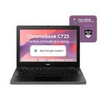 Acer Chromebook, MediaTek Kompanio 540 Octa-Core Processor, 4GB RAM, 64GB eMMC, Full HD, 11.6″ inch Display, Chrome OS, Black, 1.2 KG, C725, Arm Mali G57 Graphics, WiFi 6E Laptop