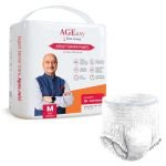 AGEasy (Max Group) Unisex Adult Diaper Pants | M (Waist 61–115 cm) | Overnight Leak Protection | Wetness Indicator | Odour Lock | Anti-Bacterial | Skin Friendly