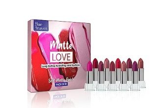 Blue Heaven Matte Love Mini Lipsticks pack of 10 | Long Lasting, Hydrating & Moisturizing Mini Roll on Lipsticks for Women | Soft-Matte Finish | 13g