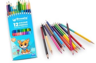 Dreamizy – Dual Colour Pencils – 12 Pencils | 24 Shades With Sharpener | Long Wooden Colouring Pencils For Kids & Adults