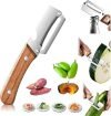 Multi-Functional Vegetable Peeler for Kitchen, 2-in-1 Stainless Steel Fruit & Vegetable Peeler with Bottle Opener, Wooden Handle Portable Peeling Tool for Potato, Apple, Pumpkin, Papaya