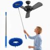 Fan Cleaner Brush With Long Rod Telescopic Cleaning Mop Microfiber Dust Cleaner Foldable Duster For Home Cleaning Microfiber Duster For Cleaning Of Home Kitchen Car Ceiling (Blue-Dense Chenille Fiber)