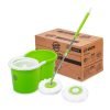 Scotch-Brite Twin Bucket Spin Mop With Easy Wring & Rinse System, 360° Adjustable Handle, High Absorbency Microfiber For Deep Cleaning On All Floor Types, 1 Extra Refill (Green)