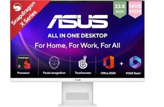 ASUS AiO VM441 (2026), Copilot+PC,Snapdragon X,16GB/512GB,FHD,Touch Screen,23.8″(60.45cm),Win 11,M365 Basic(1Y),Office 24,White,5.47 kg,VM441QA-TWAP001WS,Wireless Keyboard & Mouse,AI PC with 45 Tops