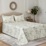 Cortina Cloud Cotton King Size Bedsheet With 2 Pillow Covers | Super Soft, Breathable & Skin-Friendly Bedsheet For Double Bed King Size White Floral Print| (White,270X250 Cm)