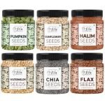 LILA DRY FRUITS Seeds Combo Pack Chia Flax Halim Pumpkin Sunflower Watermelon Seeds (100 g x 6) Premium All-In-One Seeds Combo Value pack | Perfect for Gifting
