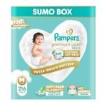 Pampers Premium Care Pant Style Baby Diapers M 216 Count | No Marks Design | Voted India’s #1 Softest Diaper | All in 1 diaper with 360 Cottony Softness
