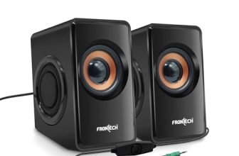 FRONTECH 2.0 USB Powered Multimedia Speakers | 2 x 2.5W Drivers (5 cm) | 3.5mm Jack Connectivity | for Laptop, PC, TV, Mobile | 1 Year Warranty (SPK-0001, Black)
