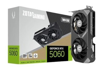 ZOTAC Gaming GeForce RTX 5060 Twin Edge 8GB Graphics Card – Black | 8 GB | DLSS4 | GDDR7 | PCIE 5.0 | SFF Ready | 3840 CUDA Cores | ZT-B50600E-10M | Only Graphics Card with 5 Year Warranty