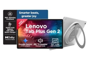 Lenovo Tab Plus Gen 2 with JBL 9-Unit Speaker System | WiFi only | 12.1″ 2.5K Display, 800nits Peak Brightness |8GB RAM + 256GB ROM (Expandable Upto 2TB)| MediaTek Dimensity 7400| 10200mAh | White