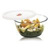 SignoraWare Borosilicate Glass Mixing Bowl with Lid & Steam release Knob | Microwave safe | Heat Resistant | Direct Fridge to Oven | Ideal for storing , Reheating & Serving (Clear | 500ml)