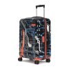 uppercase Cyber Punk 66Cm Polycarbonate Hardsided 8 Wheel Spinner Trolley Bag With Combination Lock For Men And Women, Check-In Luggage, 2000 Days Warranty (Black)