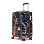 uppercase Cyber Punk 66Cm Polycarbonate Hardsided 8 Wheel Spinner Trolley Bag With Combination Lock For Men And Women, Check-In Luggage, 2000 Days Warranty (Black)