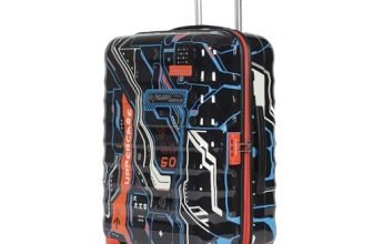 uppercase Cyber Punk 66Cm Polycarbonate Hardsided 8 Wheel Spinner Trolley Bag With Combination Lock For Men And Women, Check-In Luggage, 2000 Days Warranty (Black)