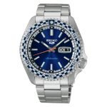 Seiko Stainless Steel Men 5 Sports Petrol Blue Dial ‘Checker Flag’ Analogue Special Edition-Srpk65K1, Bandcolor-Silver