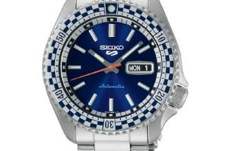 Seiko Stainless Steel Men 5 Sports Petrol Blue Dial ‘Checker Flag’ Analogue Special Edition-Srpk65K1, Bandcolor-Silver