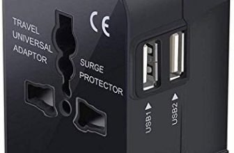 rts USB Universal Travel Adapter, International All in One Worldwide Travel Adapter and Wall Charger Travel Accessories with Multi Type Power Outlet USB 2.1A, 100-250 Voltage Travel Charger (Black)